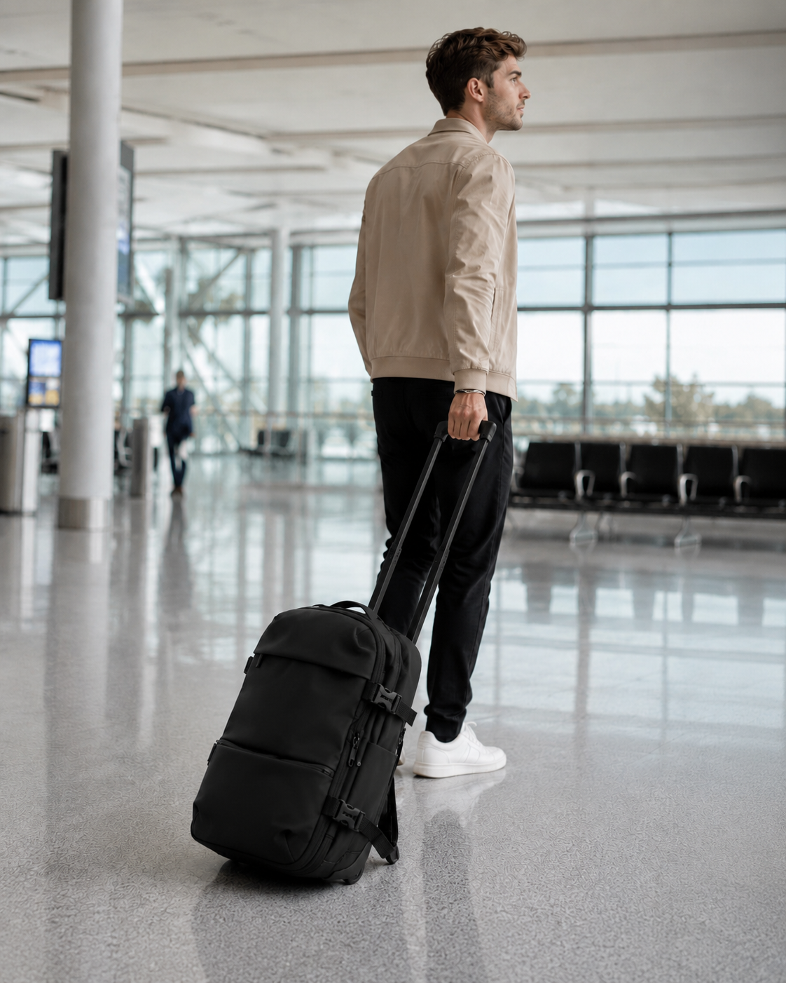 ROAMINERA ONE tiré en mode trolley dans un terminal